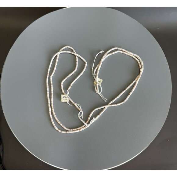 Philippines Shell Heishi Beads 2 Strands Natural Cream 24" Each NOS With Tag 24g - Picture 1 of 5